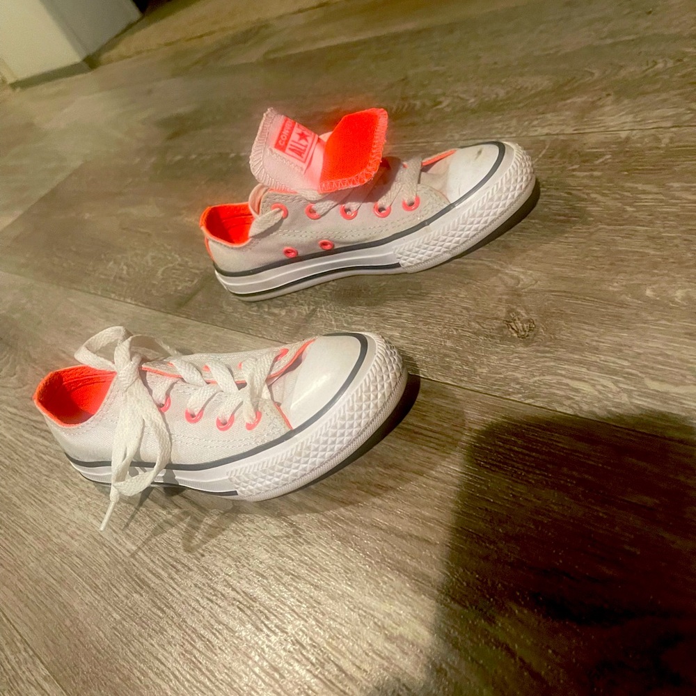 White and pink converse girls size 12